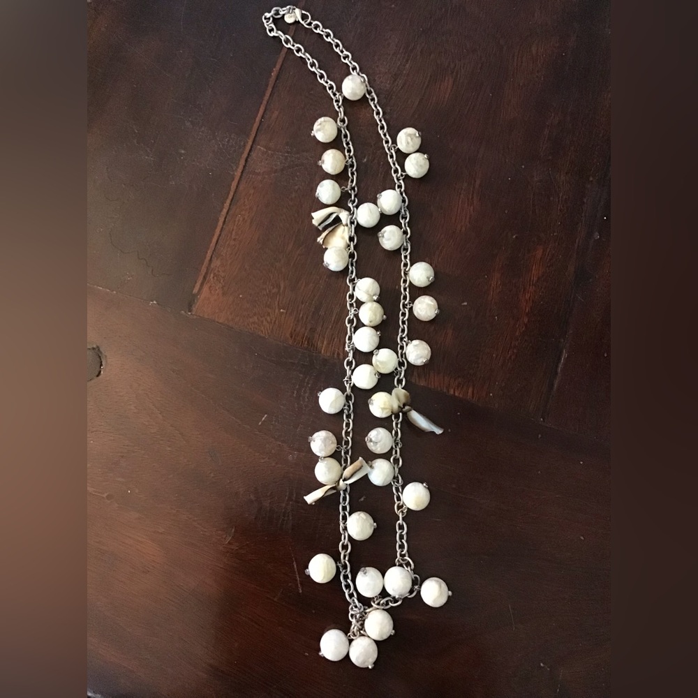 LOFT  Marble Bead/Ribbon Necklace